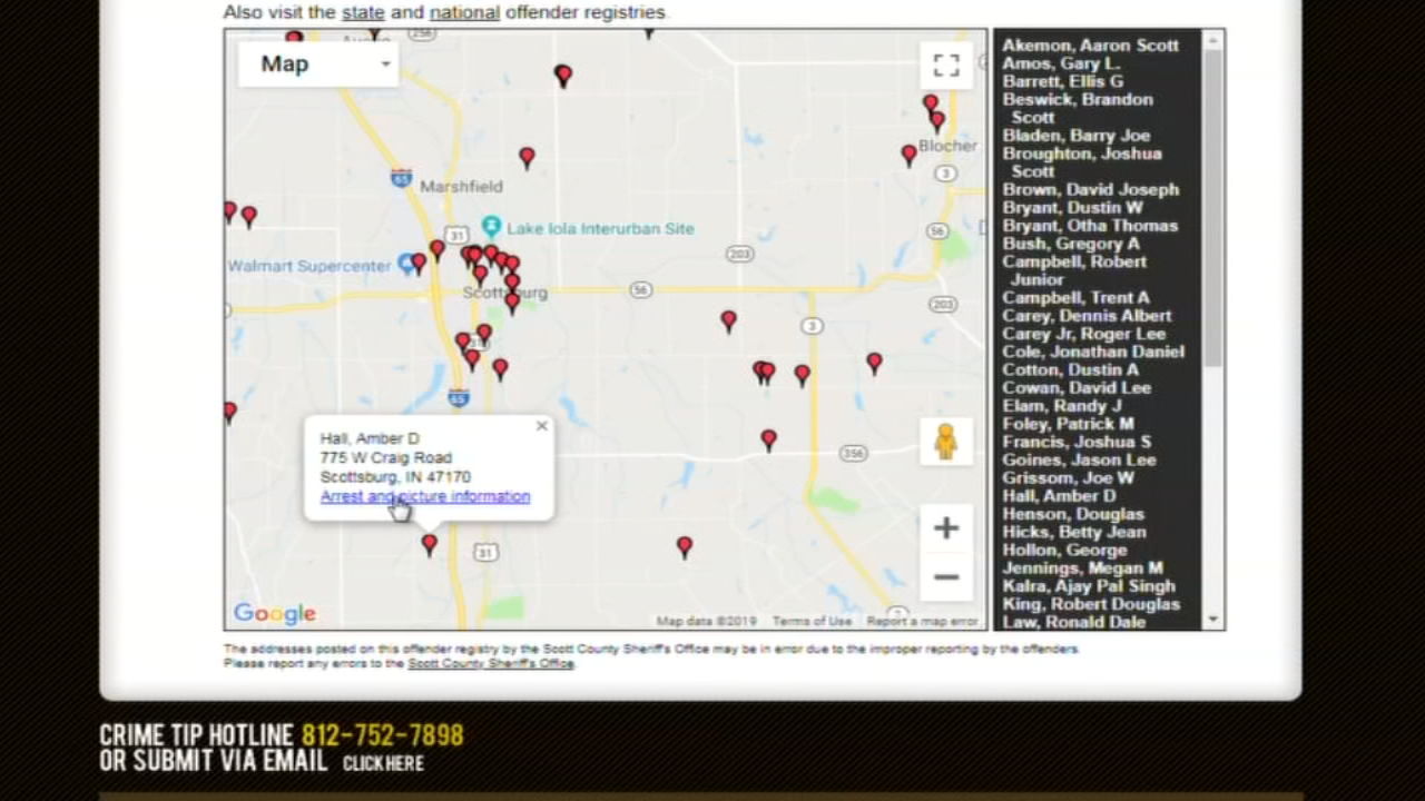 Scott County sex offender map